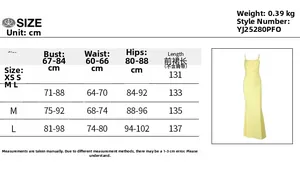 Detailed size chart in centimeters for the sexy backless bodycon maxi evening dress