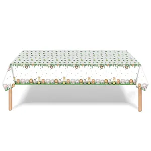 Cartoon jungle animals themed rectangular tablecloth for children birthday party decor