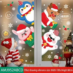Szene mit 100x80cm Weihnachtsfensterbildern mit Pinguin, Hase und Elch Mustern
