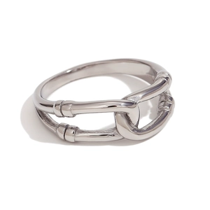 Minimalist double layer cutout hollow silver ring in a stylish interlocking design