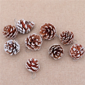 Christmas Pine Cones Hanging Ornaments Natural Wood With White Snow Painted For Tree Decor Winter Holiday Home Party