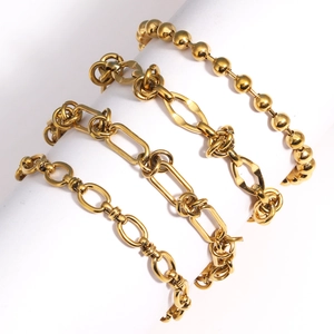 Ensemble de bracelets dorés à maillons épais en acier inoxydable pour femmes