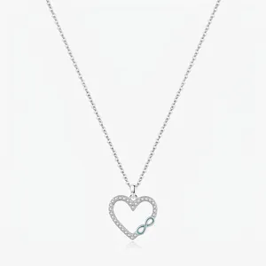 Heart Pendant Necklace 925 Sterling Silver Infinity Symbol Cubic Zirconia Romantic Elegant Jewelry For Women