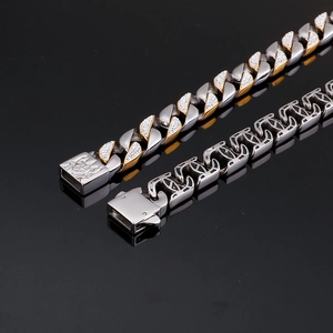 Hip hop style Cuban link bracelet with sun head detail and zircon stones in gold and silver