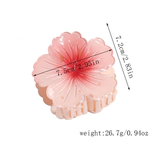 Detailed view of a pink gradient cherry blossom hair claw clip with 7.5cm size details