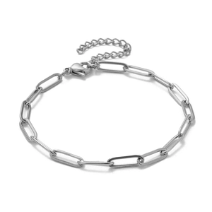 Silver 18K gold plated paperclip chain bracelet in stainless steel with lobster clasp