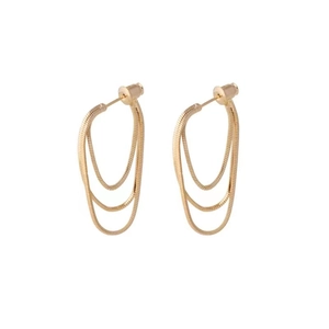 Elegante goldene mehrlagige Schlangenkett-Ohrringe mit minimalistischem Fransen-Design