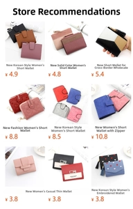 Une grille de catalogue présentant divers styles de petits portefeuilles pour femmes