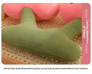 Detailed macro view showing the soft plush texture and high-density stitching of cherry toy