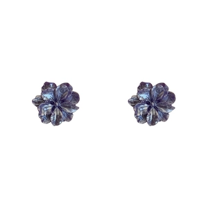 Elegant butterfly flower earrings with blue gradient petals and shimmering diamond accents