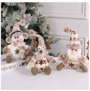 Detailed plush Christmas figurines set with snowman, reindeer and Santa in Nordic style