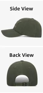 Vue détaillée de la casquette militaire avec broderie latérale et boucle arrière réglable