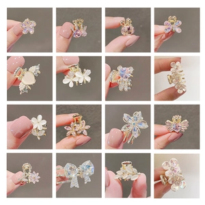 Mini Hair Claws For Women Girls Alloy Rhinestone Crystal Butterfly Flower Heart Small Hair Clips Hair Accessory