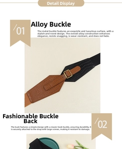 Detail of crocodile pattern leather belt with golden alloy buckle and screw reinforcement