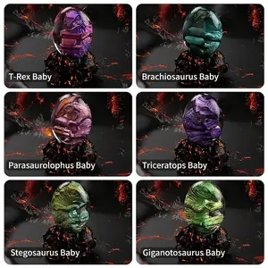 Set di 6 stampi in resina per uova di dinosauro 3D su basi di lava per creazioni fai-da-te