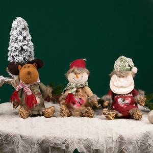 Christmas Gift Candy Bags Burlap Linen Fabric Santa Snowman Reindeer Transparent Window Festive Holiday Party Favor Decor
