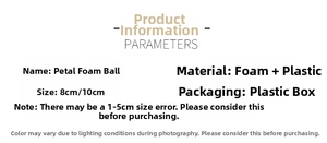 Specifications of white petal foam Christmas ball ornaments in 8cm and 10cm sizes
