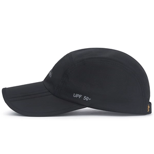 UPF 50+ quick-dry sun hat with foldable brim for outdoor hiking and sports in black