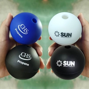 Industrial silicone propane valve covers in blue, white, and black with logo details