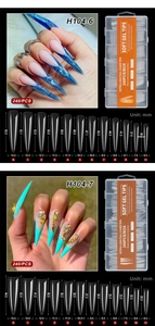 Size chart showing XXXL stiletto nail tips dimensions for models H104-6 and H104-7