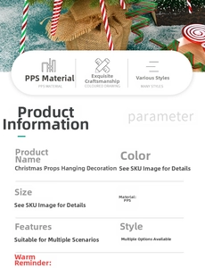 Detailed PPS plastic Christmas candy ornaments and lollipop hanging decorations chart