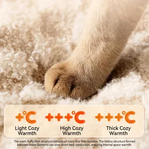 Warm corduroy pet bed for cats and small dogs featuring soft long plush texture