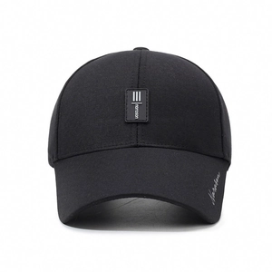 Men's casual black cotton baseball cap with narason logo patch and side embroidery