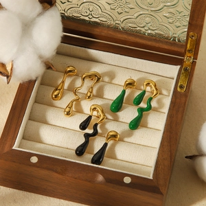 Irregular Liquid Dripping Earrings Stainless Steel Gold Plated Asymmetrical Geometric Fashion Women Minimalist Jewelry