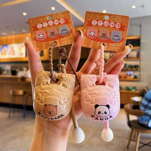 Capybara Panda Sacabambaspis Muyu Wooden Fish Keychain PVC Stress Relief Toy Bag Pendant Cartoon Decorative Gift