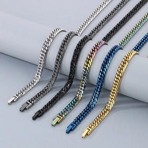 Chaîne Gourmette Collier Et Bracelet Homme Acier Inoxydable 304 Hip Hop Minimaliste Style Tendance