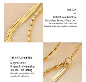 Detail der 18K vergoldeten Titanstahl-Doppelschicht-Klinge und Perlenkette Armband