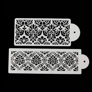 Cake Spray Mold PET Plastic Hollow Out Floral Vine Damask Pattern Fondant Embossing Border Decoration Template