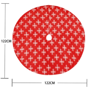 Red 122cm Christmas tree skirt with white snowflake jacquard pattern for holiday decor