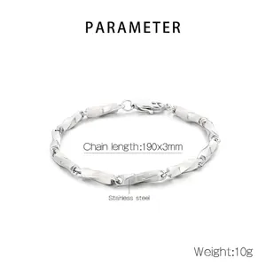 Spécifications du bracelet Möbius en acier inoxydable pour homme, 190 mm x 3 mm