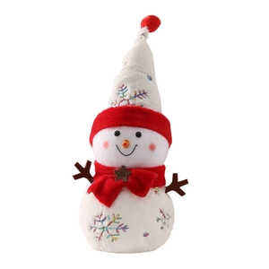 Pupazzo di neve di Natale in peluche con cappello rosso e stella welcome per decoro