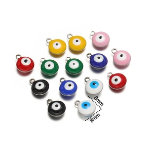 8mm colorful Turkish evil eye charm pendants for DIY necklaces and bracelets