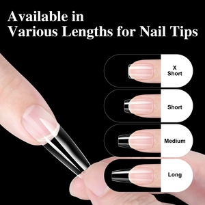 Comparison of four lengths for clear coffin nail tips from extra short to long