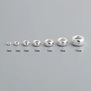 S925 sterling silver spacer beads in various sizes from 3mm to 10mm for DIY jewelry