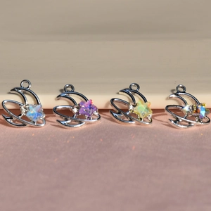 Pendentifs étoile et lune avec pierres colorées pour la création de bijoux DIY