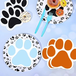 Dog Paw Shaped Paper Napkins Disposable Animal Print Tissues For Birthday Party Table Decor Pet Theme Supplies