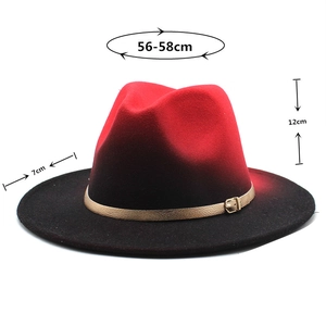 Détails de taille du chapeau en laine dégradé avec couronne de 12cm et bord large de 7cm