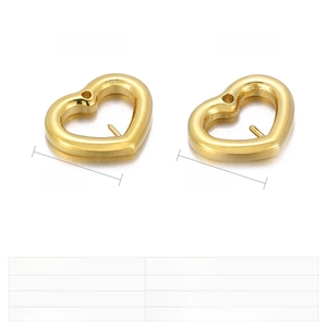 Polished stainless steel heart charms in 15mm and 19mm sizes for jewelry making