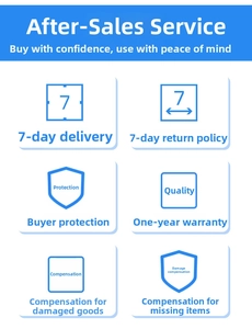Customer service board showing 1-year warranty and return policies for LED light strips
