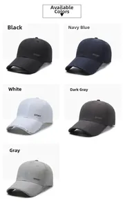 Five colors of quick-dry sport baseball caps featuring side lettering and breathable fabric