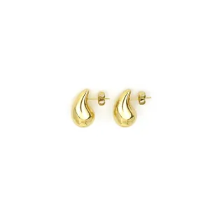 Polished 18K gold-plated chunky teardrop earrings with a high-shine mirror finish