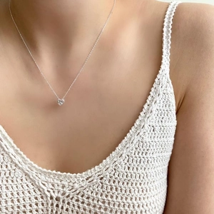 Elegant 925 sterling silver necklace with sparkling heart-shaped zircon pendant for women
