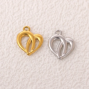 DIY stainless steel heart charms in gold and silver for necklace and bracelet making