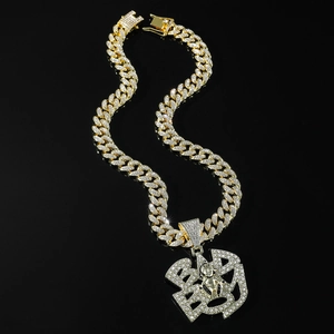 Hip hop golden Cuban chain necklace featuring a iced out BABY letter pendant for men