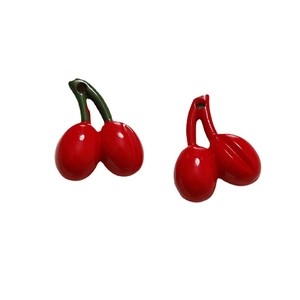 Red cherry fruit acrylic charms for DIY earrings and necklaces with a hole design