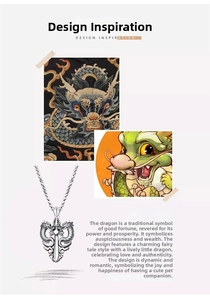 Macro detail of silver dragon and sword pendant inspired by traditional mythology